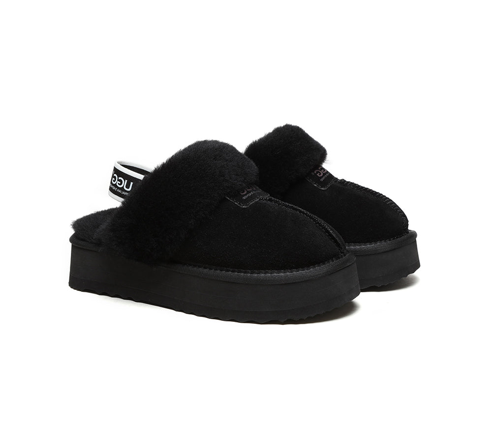Australian Shepherd UGG Removable Strap Slingback UGG Slipper Women Waffle Platform-Slippers-PEROZ Accessories