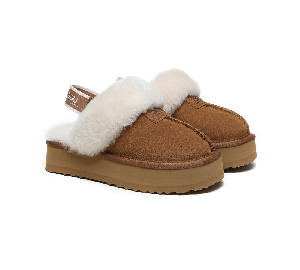 Australian Shepherd UGG Removable Strap Slingback UGG Slipper Women Waffle Platform-Slippers-PEROZ Accessories