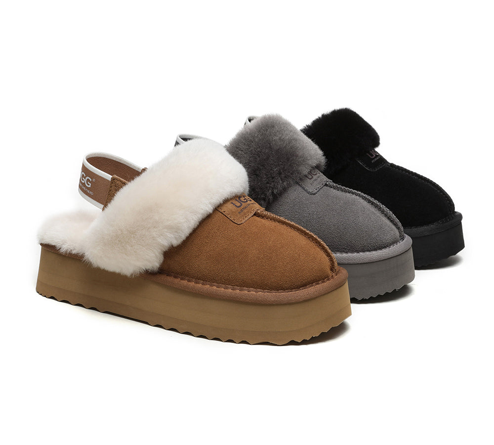 Australian Shepherd UGG Removable Strap Slingback UGG Slipper Women Waffle Platform-Slippers-PEROZ Accessories