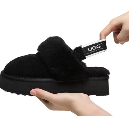 Australian Shepherd UGG Removable Strap Slingback UGG Slipper Women Waffle Platform-Slippers-PEROZ Accessories
