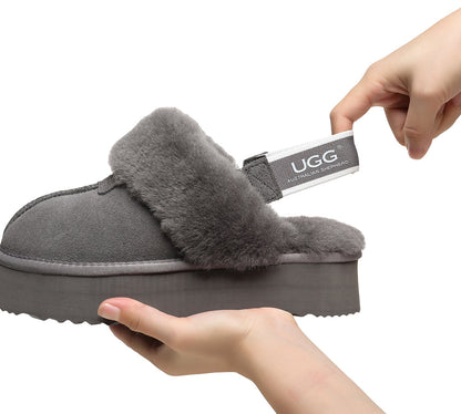 Australian Shepherd UGG Removable Strap Slingback UGG Slipper Women Waffle Platform-Slippers-PEROZ Accessories