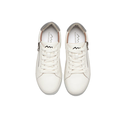 TARRAMARRA Zipper Lace up Leather White Sneakers Women Chloe-Boots-PEROZ Accessories