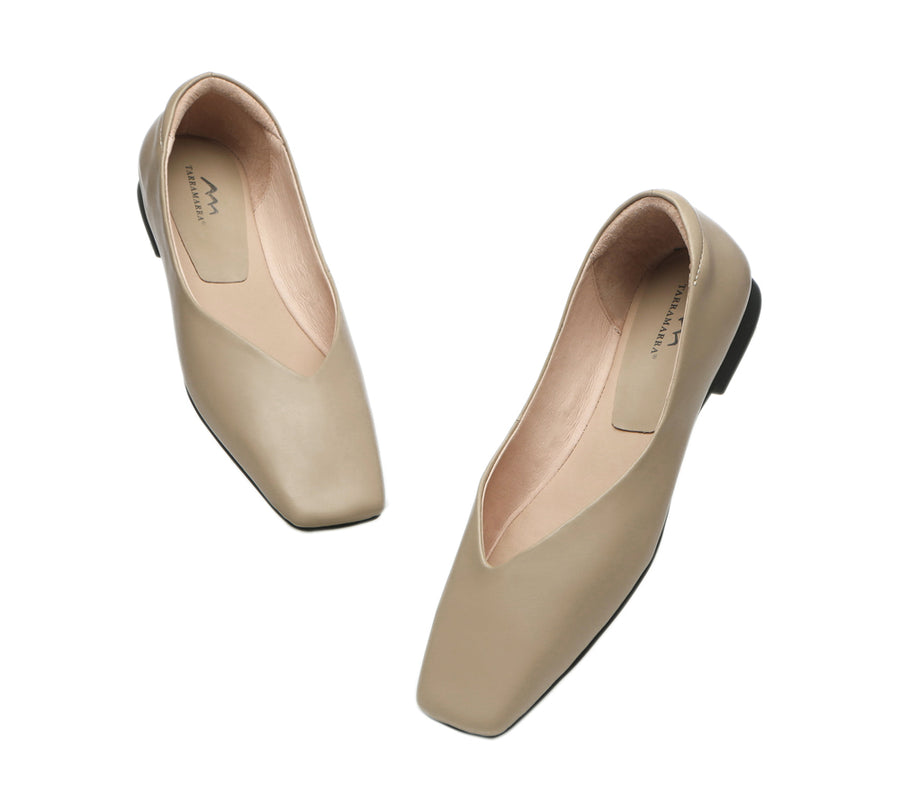 TARRAMARRA Square Toe Leather Ballet Flats Women Libera-Flats-PEROZ Accessories