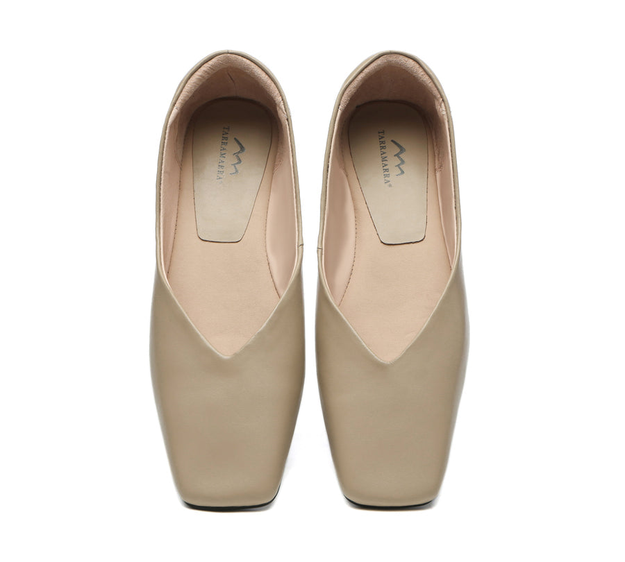 TARRAMARRA Square Toe Leather Ballet Flats Women Libera-Flats-PEROZ Accessories