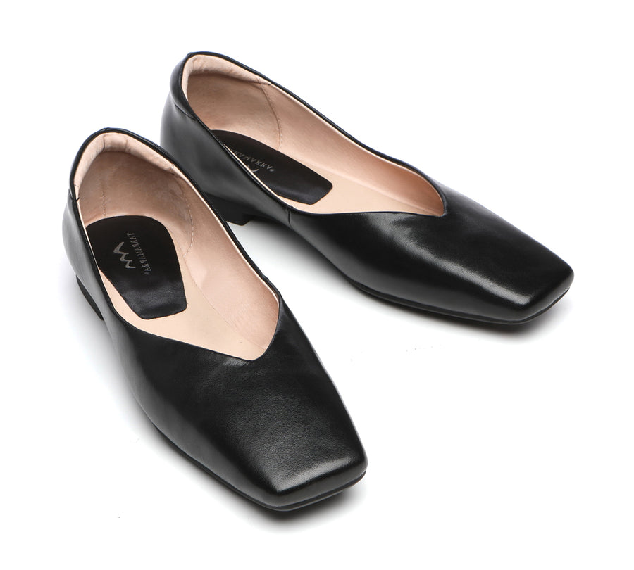 TARRAMARRA Square Toe Leather Ballet Flats Women Libera-Flats-PEROZ Accessories