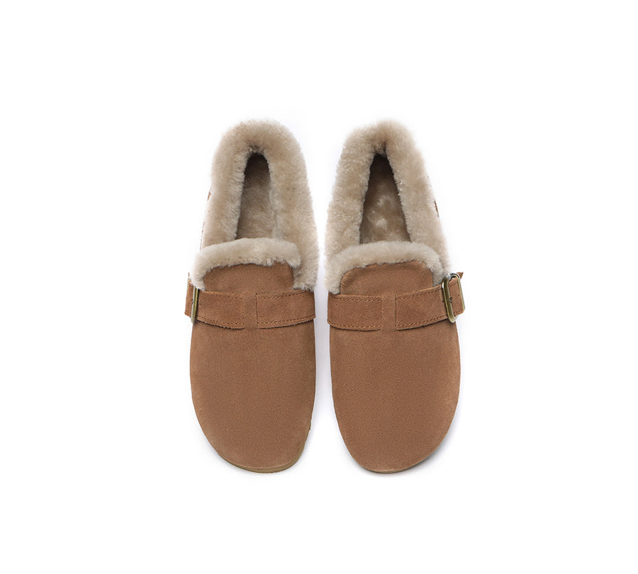 Australian Shepherd Shearling Lined Suede Loafer Women Mona-Loafers &amp; Moccasins-PEROZ Accessories