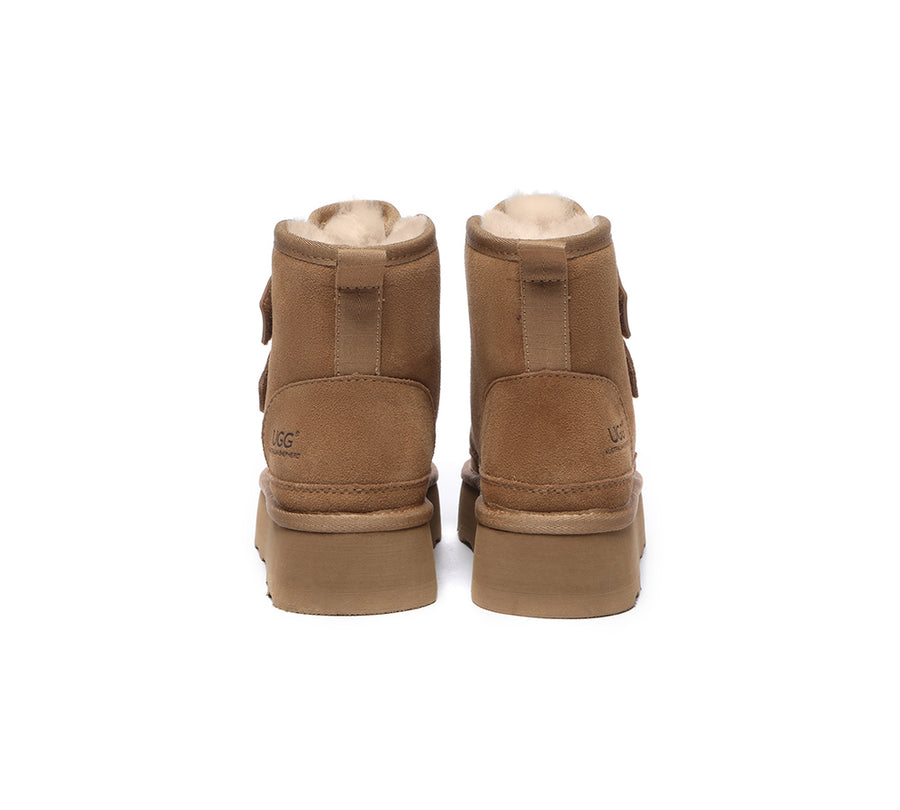 Australian Shepherd Hook and Loop Platform Ugg Boots Women Vigour-Boots-PEROZ Accessories