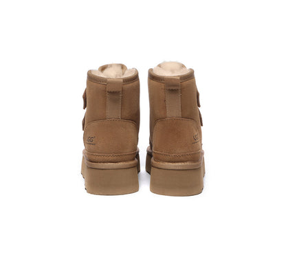 Australian Shepherd Hook and Loop Platform Ugg Boots Women Vigour-Boots-PEROZ Accessories