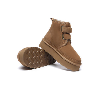 Australian Shepherd Hook and Loop Platform Ugg Boots Women Vigour-Boots-PEROZ Accessories