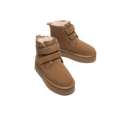 Australian Shepherd Hook and Loop Platform Ugg Boots Women Vigour-Boots-PEROZ Accessories