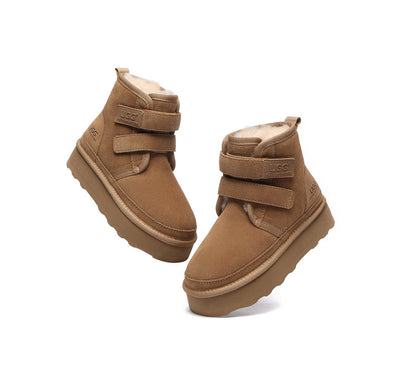 Australian Shepherd Hook and Loop Platform Ugg Boots Women Vigour-Boots-PEROZ Accessories