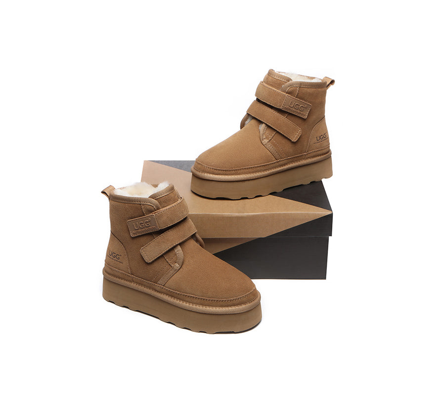 Australian Shepherd Hook and Loop Platform Ugg Boots Women Vigour-Boots-PEROZ Accessories