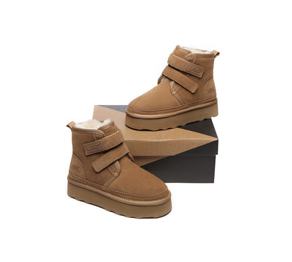 Australian Shepherd Hook and Loop Platform Ugg Boots Women Vigour-Boots-PEROZ Accessories