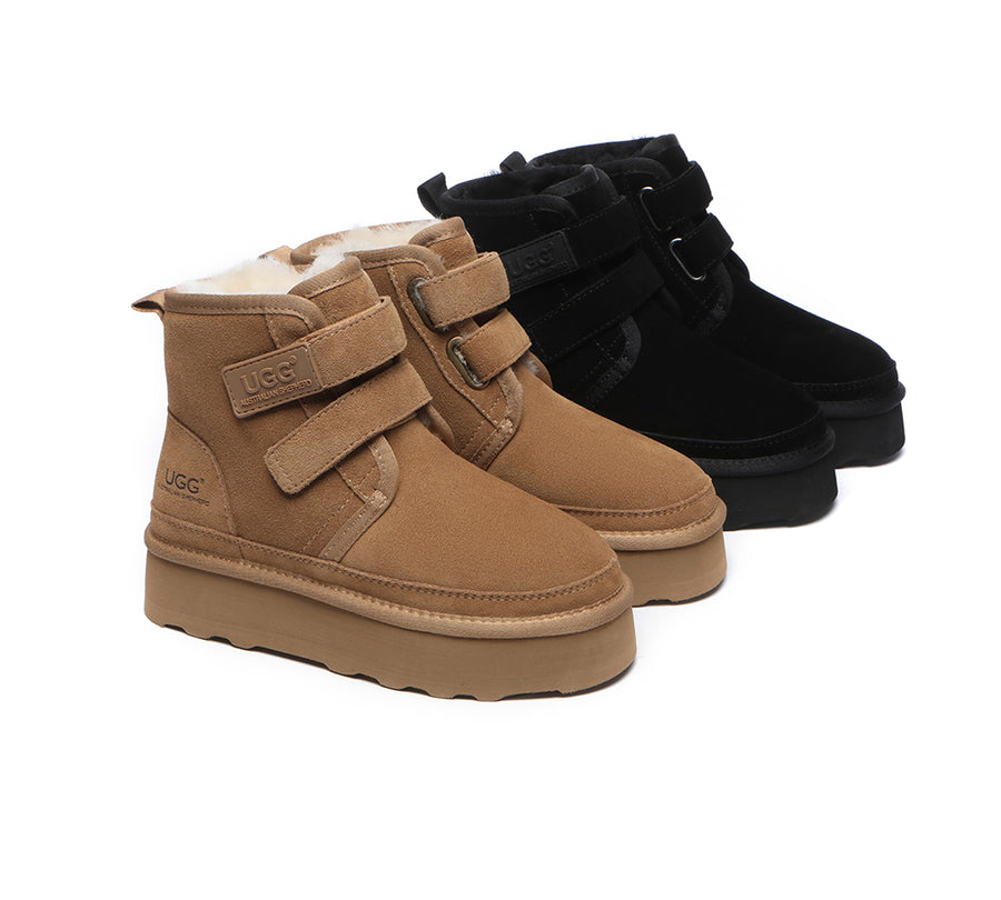 Australian Shepherd Hook and Loop Platform Ugg Boots Women Vigour-Boots-PEROZ Accessories