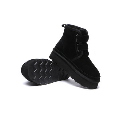 Australian Shepherd Hook and Loop Platform Ugg Boots Women Vigour-Boots-PEROZ Accessories