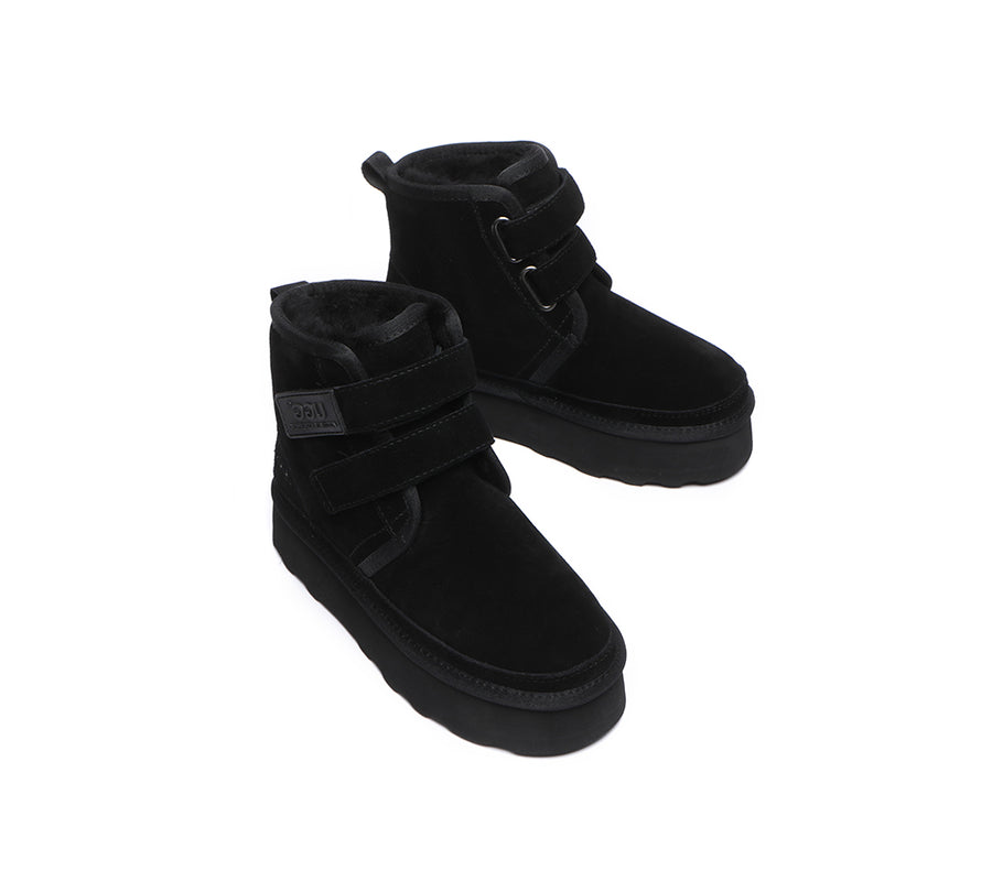Australian Shepherd Hook and Loop Platform Ugg Boots Women Vigour-Boots-PEROZ Accessories