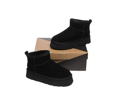 Australian Shepherd Ugg Mini Platform Boots Thick Bottom Ronnie-Boots-PEROZ Accessories