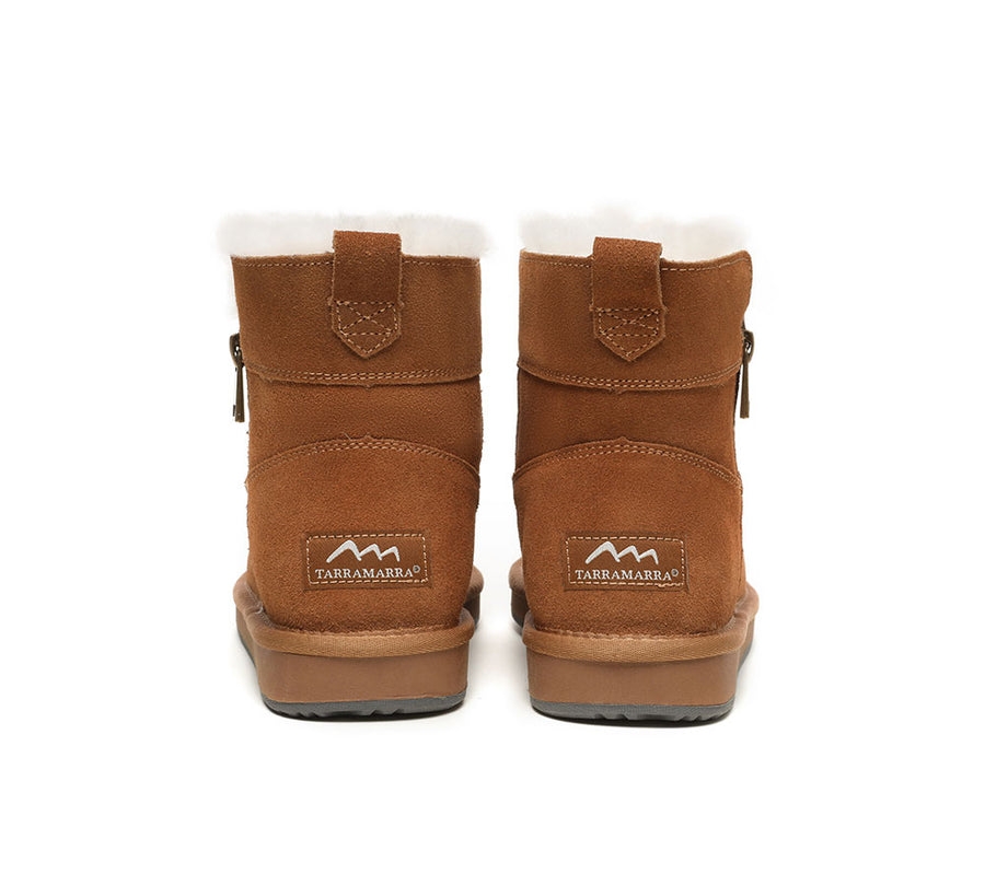 Tarramarra Ankle Sheepskin Zipper Boots Women Malena-Boots-PEROZ Accessories