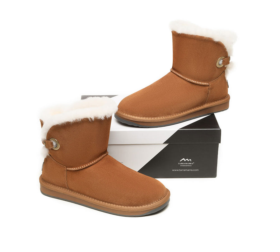 Tarramarra Ankle Sheepskin Boots with Adjustable Strap Women Mariel-Boots-PEROZ Accessories