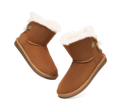 Tarramarra Ankle Sheepskin Boots with Adjustable Strap Women Mariel-Boots-PEROZ Accessories