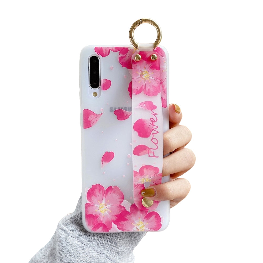 Anymob Samsung Cherry Flowers Case Wrist Strap Cover-Mobile Phone Cases-PEROZ Accessories