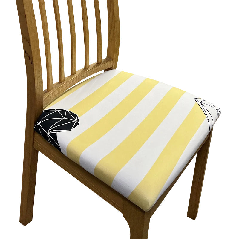 Anyhouz Chair Cover Yellow Linear Pattern Print Stretch Seat Cover for Home Dinning Kitchen Washable Removable-Chair Cover-PEROZ Accessories