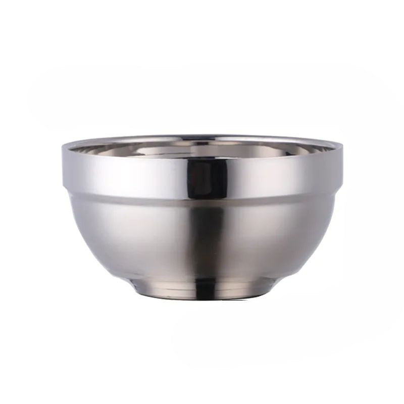 Anygleam Silver 5Pcs Big Stainless Steel Rice Bowl Single Anti-Scalding Layer Cooking Utensil-Kitchen &amp; Dining-PEROZ Accessories