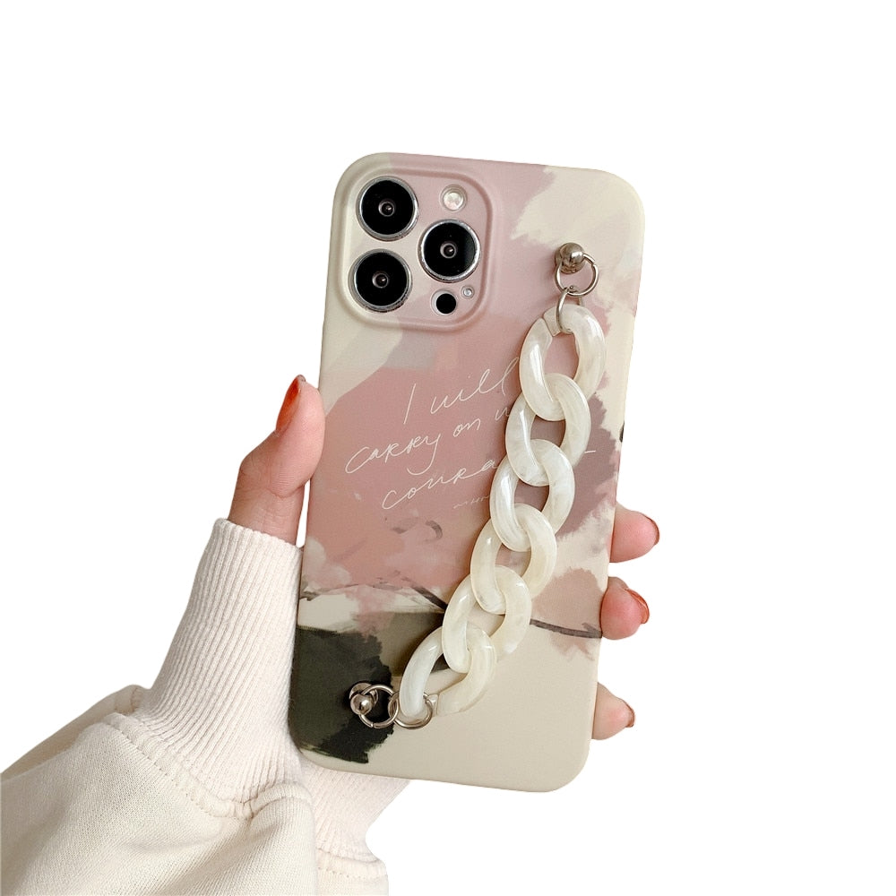 Anymob iPhone Beige Art Painting Marble Bracelet Phone Case Shockproof Soft Silicone Cover-Mobile Phone Cases-PEROZ Accessories