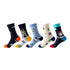Anysox 5 Pairs One Size 5-11 Mixed Color Set Christmas Socks Cotton Fashion Space Craft Woman Skateboard Oil Paitiing-Socks-PEROZ Accessories