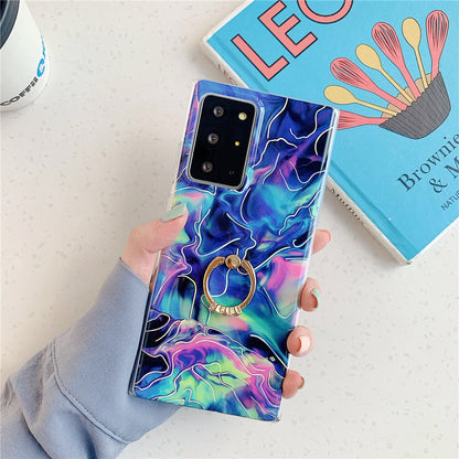 Anymob Samsung Case Blue Marble Protection Soft Cover With Ring Holder Stand-Mobile Phone Cases-PEROZ Accessories