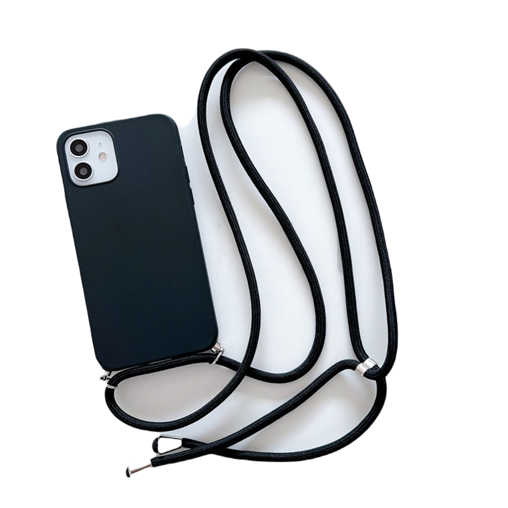 Anymob iPhone Black Crossbody Necklace Strap Lanyard Cord Phone Case Silicone Cover-Mobile Phone Cases-PEROZ Accessories