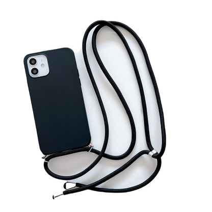 Anymob iPhone Black Crossbody Necklace Strap Lanyard Cord Phone Case Silicone Cover-Mobile Phone Cases-PEROZ Accessories