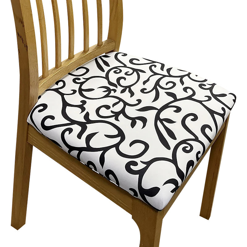 Anyhouz Chair Cover White Vines Print Stretch Seat Cover for Home Dinning Kitchen Washable Removable-Chair Cover-PEROZ Accessories