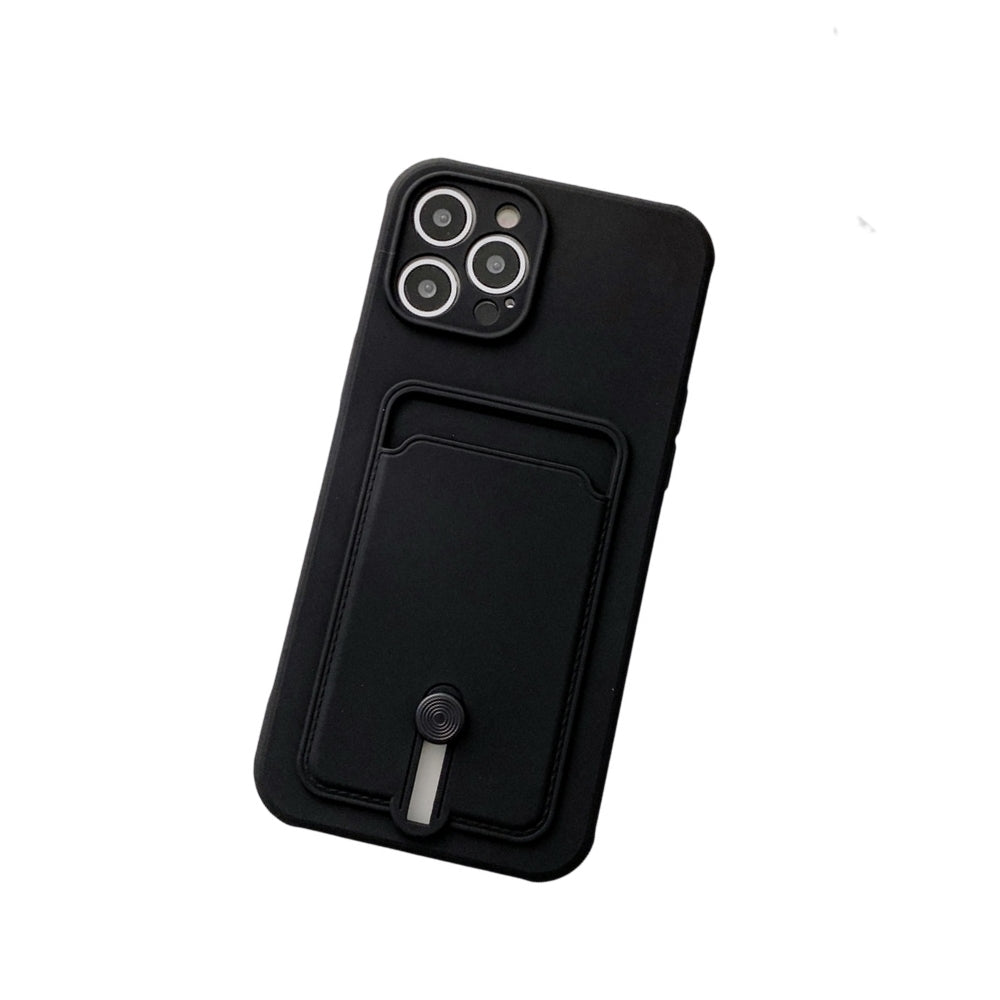Anymob iPhone Black Wallet Card Holder Soft Silicone Phone Case Candy Color Shockproof Cover-Mobile Phone Cases-PEROZ Accessories