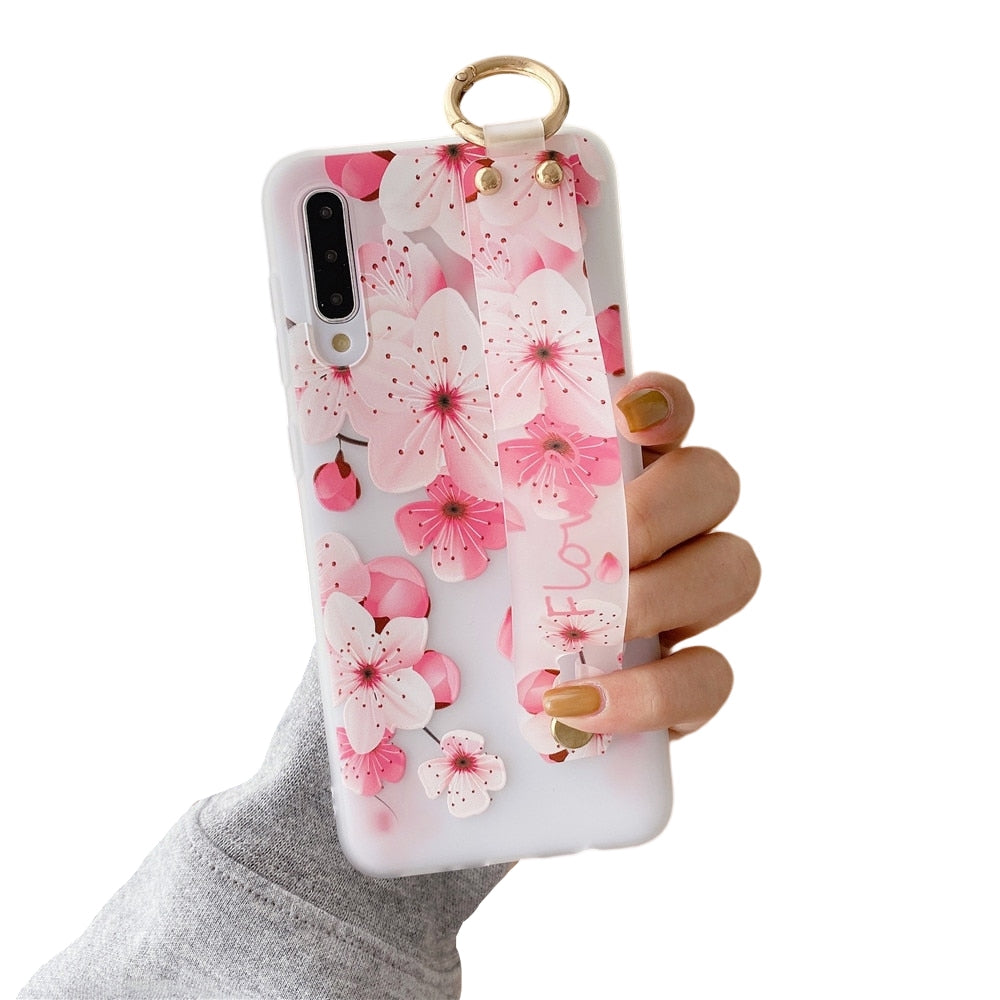 Anymob Samsung Cherry Blossom Flowers Case Wrist Strap Cover-Mobile Phone Cases-PEROZ Accessories