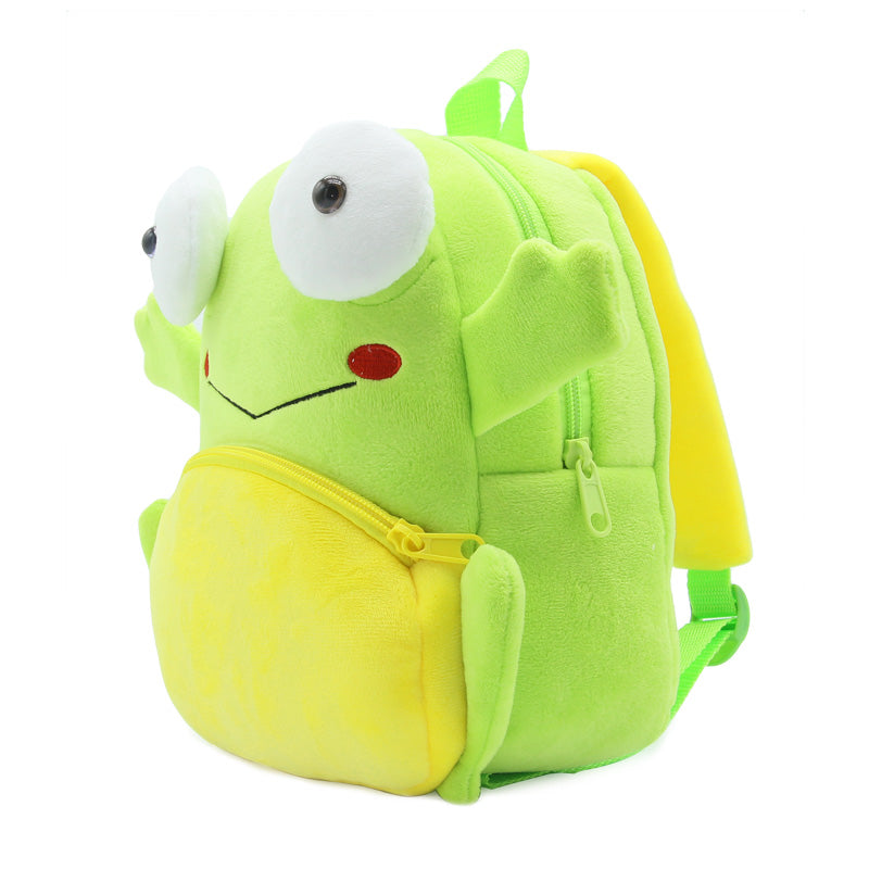 Anykidz 3D Green Frog School Backpack Cute Animal With Cartoon Designs Children Toddler Plush Bag For Baby Girls and Boys-Backpacks-PEROZ Accessories
