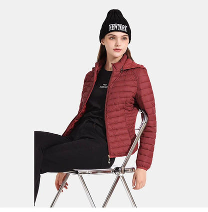 Anychic Womens Padded Puffer Jacket 4XL Burgandy Solid Lightweight Warm Outdoor Parka Clothing With Detachable Hood-Coats &amp; Jackets-PEROZ Accessories