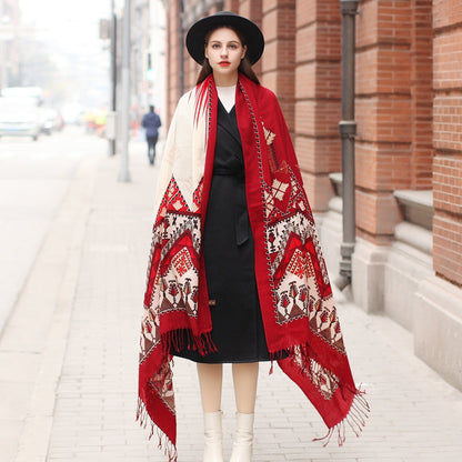 Anyyou 100% Merino Wool Garnet Silk Satin Large Winter Scarf Pashmina Shawl Bandana Perfect For Women Ladies Fashion Style-Scarves-PEROZ Accessories
