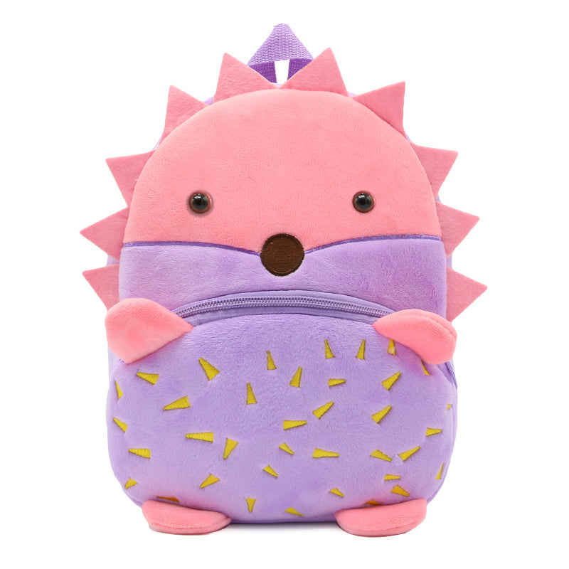 Anykidz 3D Purple Hedgehog School Backpack Cute Animal With Cartoon Designs Children Toddler Plush Bag For Baby Girls and Boys-Backpacks-PEROZ Accessories