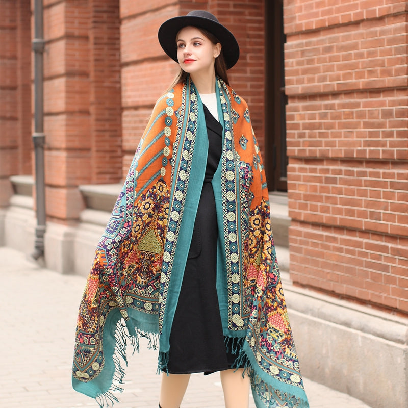 Anyyou 100% Merino Wool Simple Blue Colored Patterns Neck Silk Satin Large Winter Scarf Pashmina Shawl Bandana Perfect For Women Ladies Fashion Style-Scarves-PEROZ Accessories