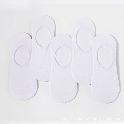 Anysox 5 Pairs White Size 4-9 Fashion Socks High Quality Office Sports Business Long Socks Cotton Solid Colors Skateboard Knitted Casual-Socks-PEROZ Accessories