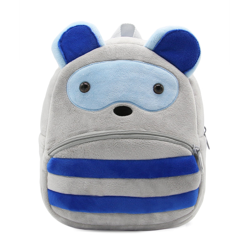 Anykidz 3D Grey Raccoon School Backpack Cute Animal With Cartoon Designs Children Toddler Plush Bag For Baby Girls and Boys-Backpacks-PEROZ Accessories