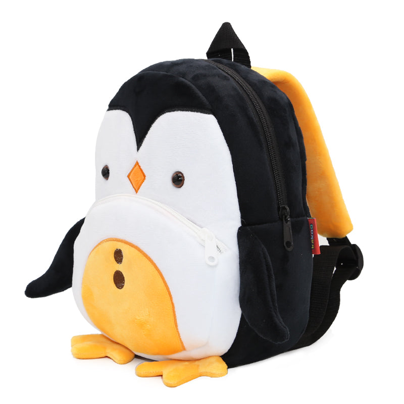 Anykidz 3D Black Penguin School Backpack Cute Animal With Cartoon Designs Children Toddler Plush Bag For Baby Girls and Boys-Backpacks-PEROZ Accessories