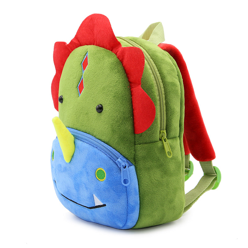 Anykidz 3D Green Dinosaur School Backpack Cute Animal With Cartoon Designs Children Toddler Plush Bag For Baby Girls and Boys-Backpacks-PEROZ Accessories