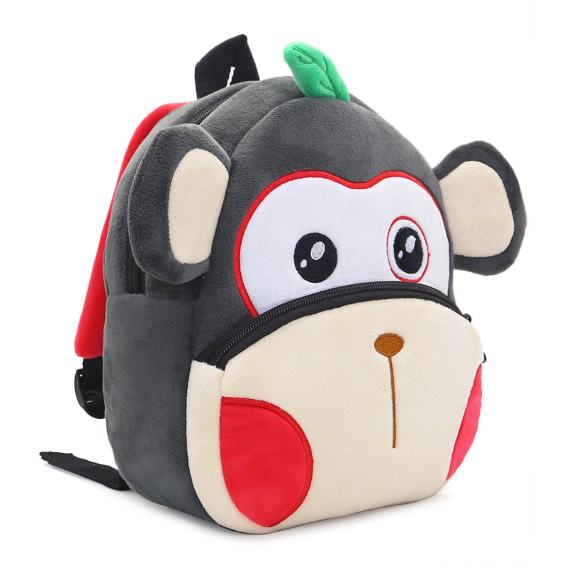 Anykidz 3D Grey Monkey School Backpack Cute Animal With Cartoon Designs Children Toddler Plush Bag For Baby Girls and Boys-Backpacks-PEROZ Accessories