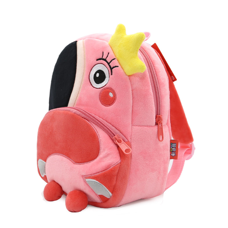 Anykidz 3D Pink Flamigo School Backpack Cute Animal With Cartoon Designs Children Toddler Plush Bag For Baby Girls and Boys-Backpacks-PEROZ Accessories
