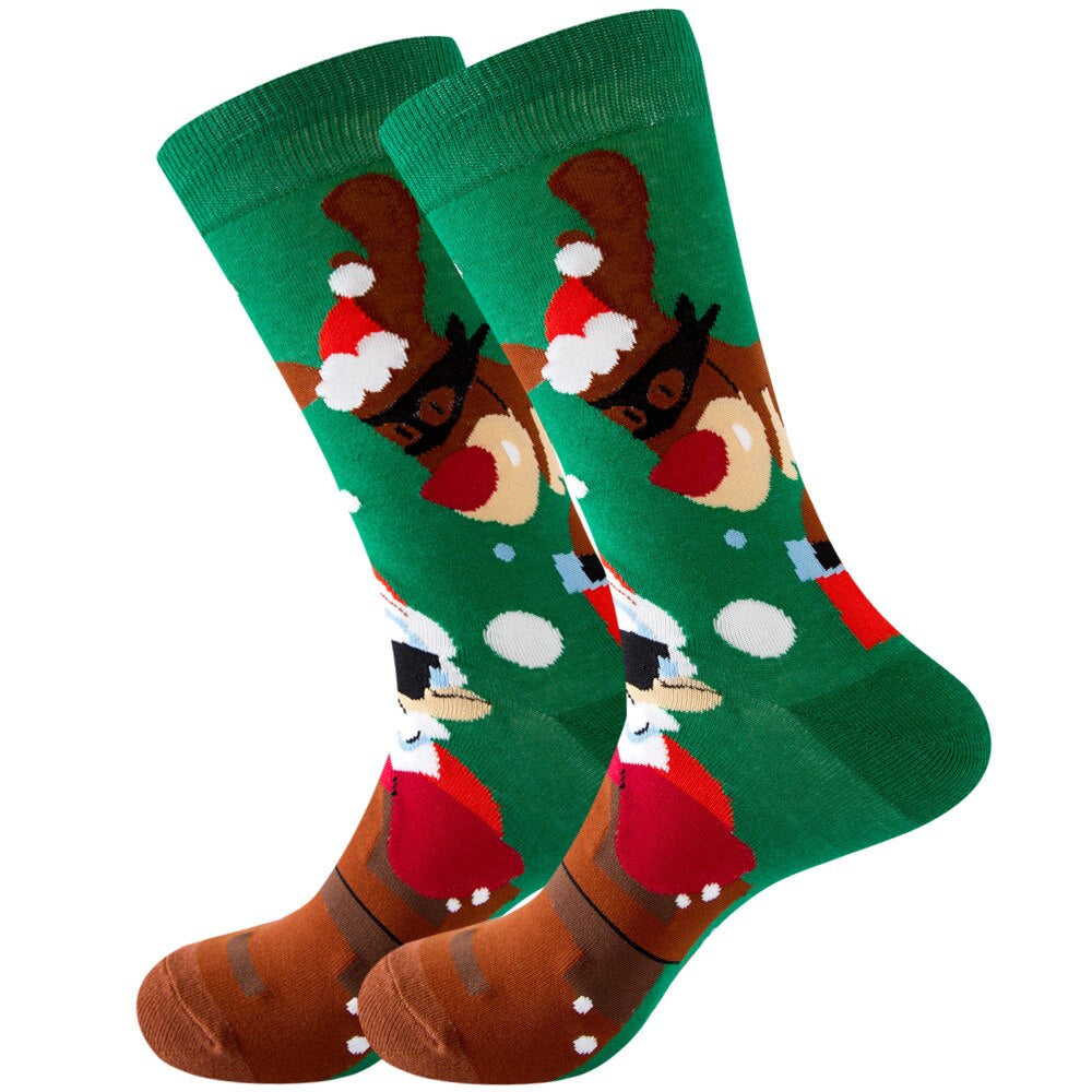 Anysox 5 Pairs Red Green Size 5-13 Socks Crystal Silk Tide Reindeer Winter Holiday Plus Snowflake Stocking Comfortable To Wear Perfect For Women-Socks-PEROZ Accessories