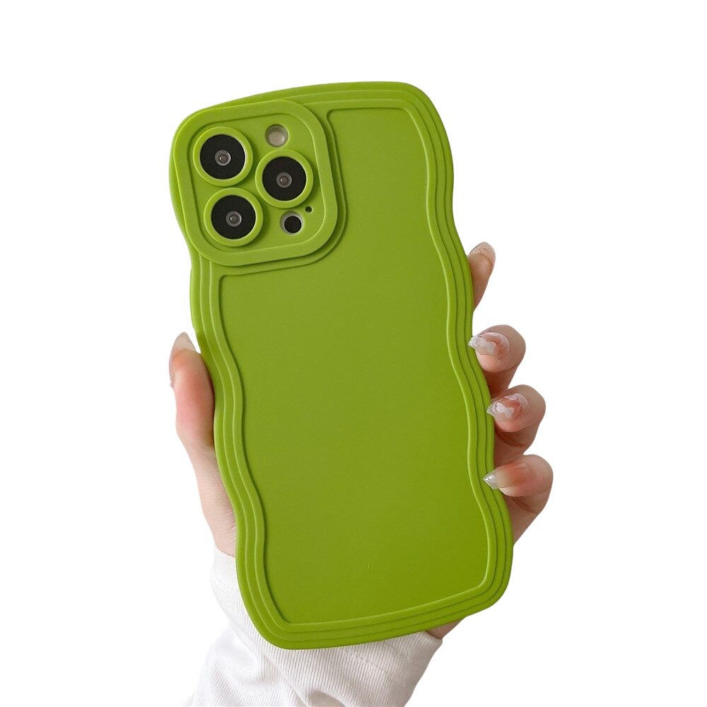 Anymob iPhone Green Cute Wavy Fashionable Edge Silicone Phone Case For IOS Protective Soft Cover Compatible-Mobile Phone Cases-PEROZ Accessories