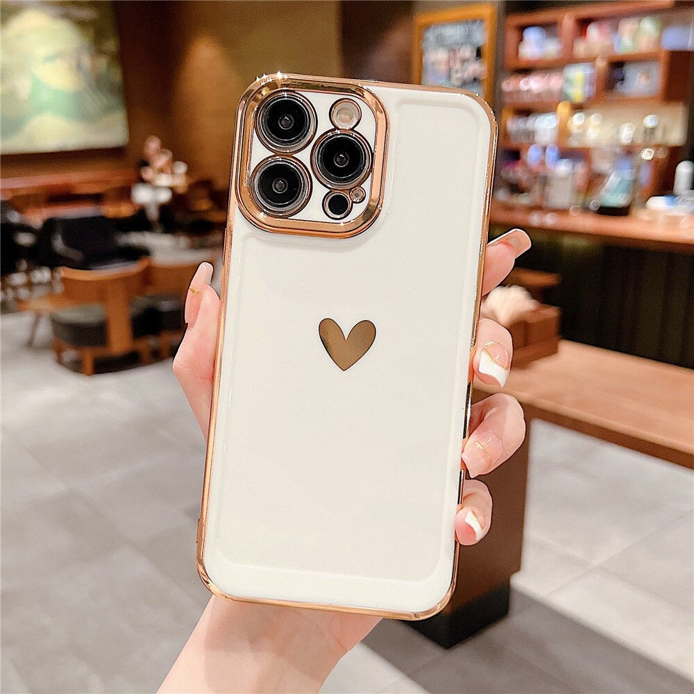 Anymob iPhone Case White Love Heart Space Soft Silicon Phone Cases Cover For iPhone Compatible-Mobile Phone Cases-PEROZ Accessories