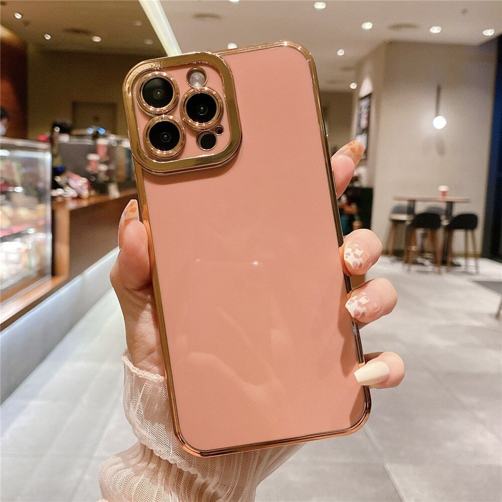 Anymob iPhone Case Peach Camera Protection Shell Bumper Mobile Cover iPhone 12 11 13 Pro Max XR XS Max X 7 8 Plus SE 2020 12 13Pro Compatible-Mobile Phone Cases-PEROZ Accessories